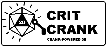 Crit Crank logo: a d20 with a crank handle